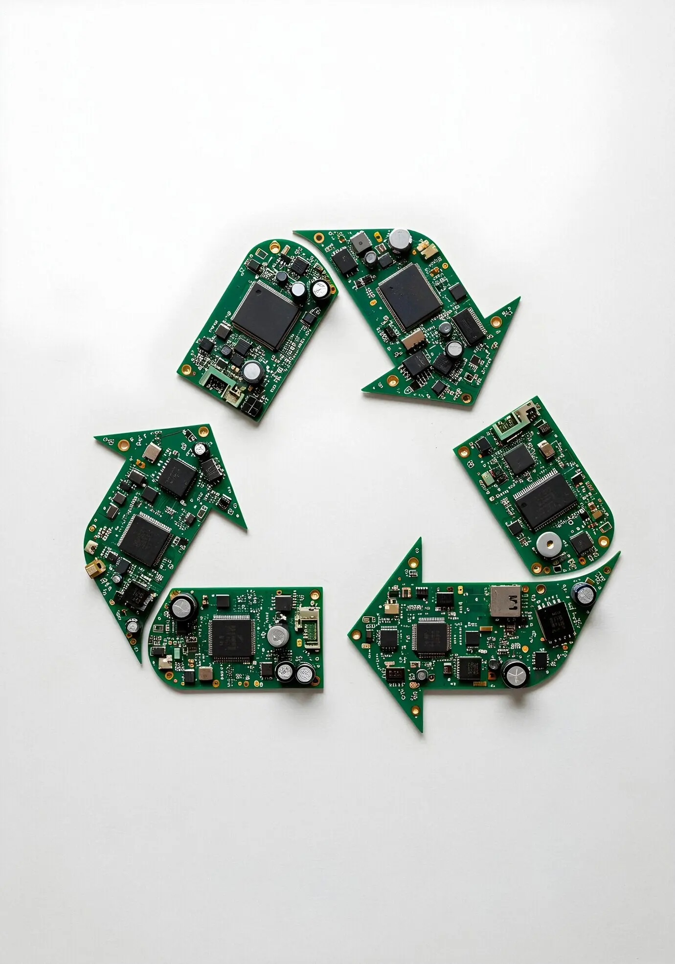 Aus elektronischen Leiterplatten geformtes Recycling-Symbol